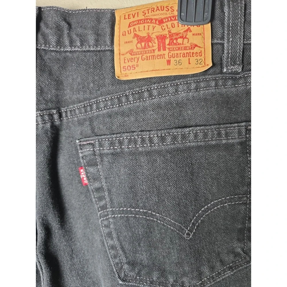 Levis 505 Vintage Jeans Men's 36x32 Black Regular Fit Straight Made in USA Y2K